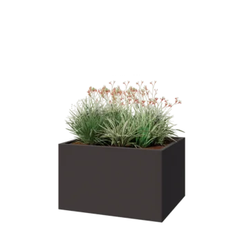 Stalowa donica - Prostokątne - 100 x 80 x 60 cm - RAL7016 matowy (szary antracyt) - Z płytą dolną