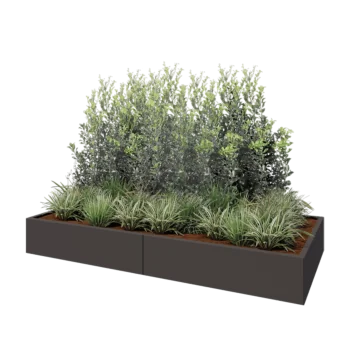 Stalowa donica XXL - Prostokątne - 240 x 100 x 30 cm - Inny kolor RAL - Z płytą dolną