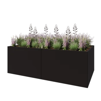 Stalowa donica XXL - Prostokątne - 240 x 120 x 80 cm - RAL9005 matowy (czarny) - Z płytą dolną