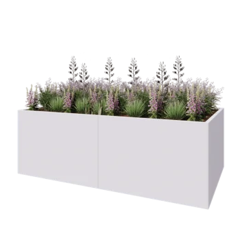 Stalowa donica XXL - Prostokątne - 240 x 120 x 80 cm - RAL9010 matowy (biały) - Z płytą dolną