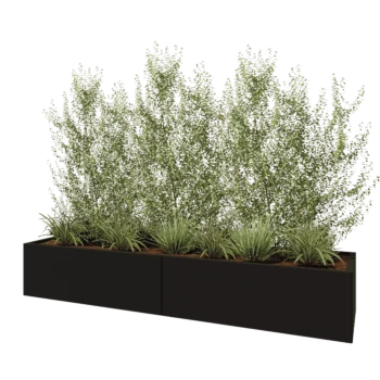 Stalowa donica XXL - Prostokątne - 240 x 60 x 40 cm - RAL9005 matowy (czarny) - Z płytą dolną