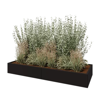 Stalowa donica XXL - Prostokątne - 240 x 80 x 30 cm - RAL9005 matowy (czarny) - Z płytą dolną