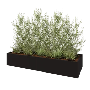 Stalowa donica XXL - Prostokątne - 240 x 80 x 40 cm - RAL9005 matowy (czarny) - Bez płyty dolnej