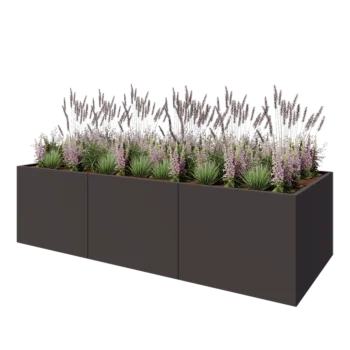 Stalowa donica XXL - Prostokątne - 300 x 120 x 80 cm - Inny kolor RAL - Z płytą dolną