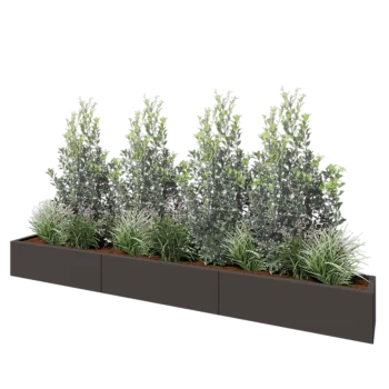 Stalowa donica XXL - Prostokątne - 300 x 30 x 30 cm - Inny kolor RAL - Z płytą dolną