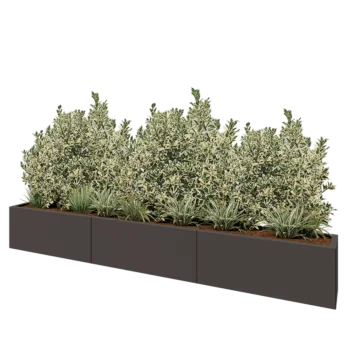 Stalowa donica XXL - Prostokątne - 300 x 30 x 40 cm - Inny kolor RAL - Bez płyty dolnej