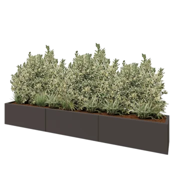 Stalowa donica XXL - Prostokątne - 300 x 40 x 40 cm - Inny kolor RAL - Z płytą dolną