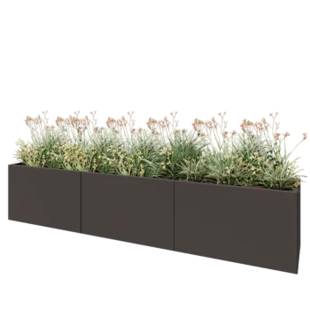 Stalowa donica XXL - Prostokątne - 300 x 50 x 60 cm - RAL7016 matowy (szary antracyt) - Bez płyty dolnej