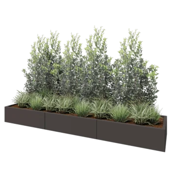 Stalowa donica XXL - Prostokątne - 300 x 60 x 30 cm - RAL7016 matowy (szary antracyt) - Bez płyty dolnej