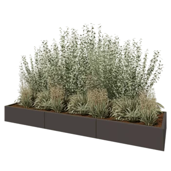 Stalowa donica XXL - Prostokątne - 300 x 80 x 30 cm - Inny kolor RAL - Z płytą dolną