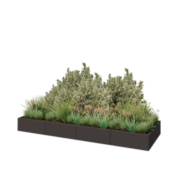 Stalowa donica XXL - Prostokątne - 320 x 100 x 30 cm - Inny kolor RAL - Z płytą dolną