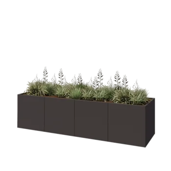Stalowa donica XXL - Prostokątne - 320 x 80 x 80 cm - Inny kolor RAL - Z płytą dolną