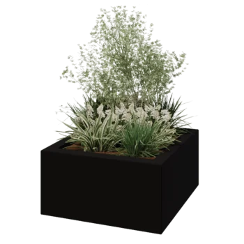 Donica poliestrowa - Kwadrat - 80 x 80 x 40 cm - RAL9005 matowy (czarny) - Z dnem