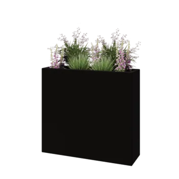 Donica poliestrowa - Prostokąt - 90 x 25 x 80 cm - RAL9005 matowy (czarny) - Z dnem