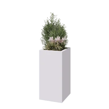 Donica poliestrowa - Kwadrat - 40 x 40 x 80 cm - RAL9010 matowy (biały) - Z dnem