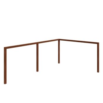 Pergola ze stali corten - Narożnik - 600 x 412 x 242 cm - Bez bloczka betonowego