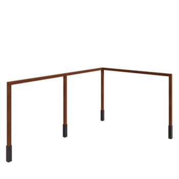 Pergola ze stali corten - Narożnik - 600 x 412 x 242 cm - Z bloczkiem betonowym