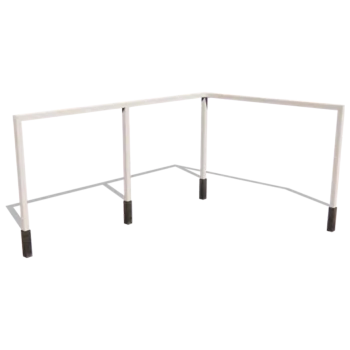 Stalowa pergola - Narożnik - 600 x 412 x 230 cm - RAL9010 matowy (biały) - Z bloczkiem betonowym