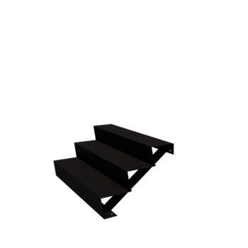 Stalowe schody ogrodowe - 3-stopnie - 72 x 120 x 51 cm - RAL9005 matowy (czarny)